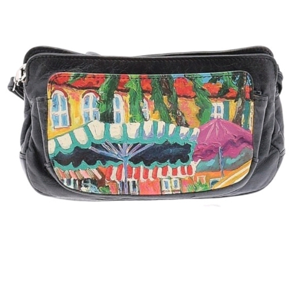 Jcon Los Angeles Floral Cafe‎ Leather Crossbody Bag